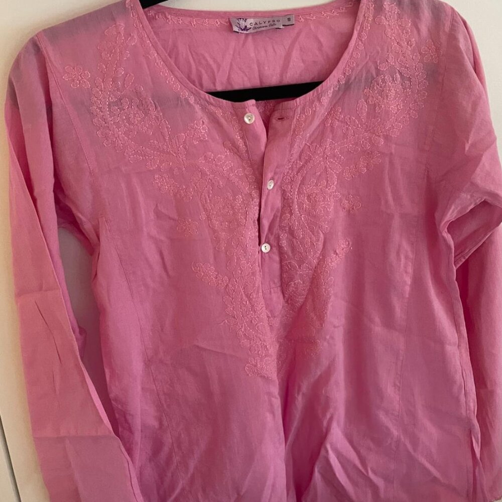 calypso pink linen top